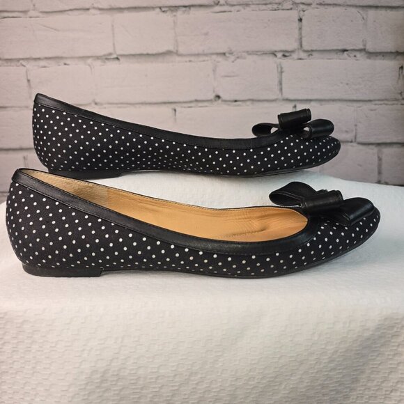 SHOES OF PREY BALLET FLATS BLACK WITH WHITE POLKA DOT BOW DETAIL SIZE 10 - Picture 8 of 8